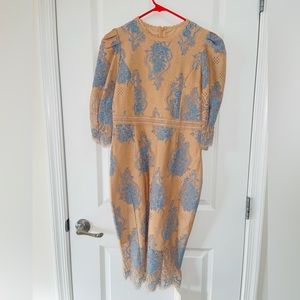 Cute Lacy Tan and Lt. Blue Dress